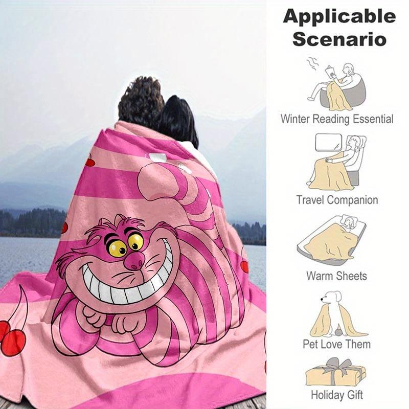 1pc Alice in Wonderland Printing Blanket Soft, All Season Throw for Living Room, Bedroom,Personalized Gift with Adorable Cartoon Design