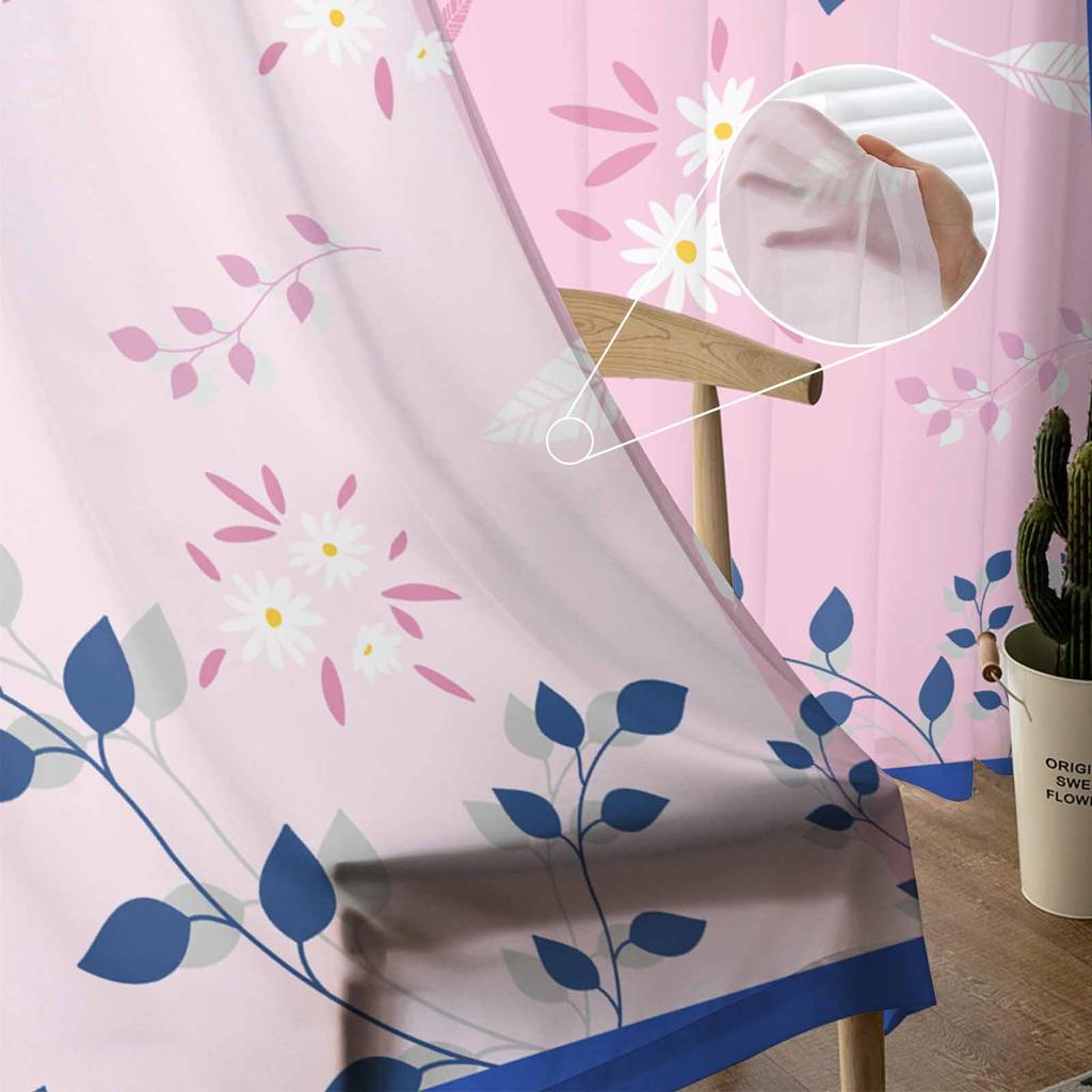 Foglie di Piante Astratte Fiori Rosa Piume Tende in Tulle per Finestra per Soggiorno Camera da Letto Hotel Decorazione di Lusso Tende Trasparenti