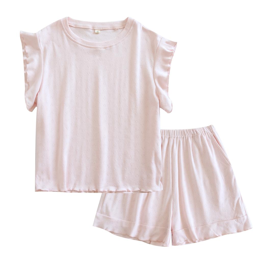 Pure Cotton Pajamas Women's Summer Korean Girls' Loose and Versatile Short-sleeved Shorts Can Be Worn Outside Loungewear Two-piece Set