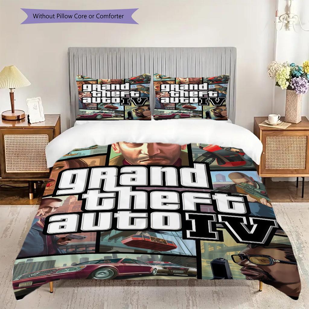 Grand Theft Auto Iv Urban Chaos Bedding 1 Duvet Cover 2 Pillowcase Without Core Soft And Comfortable Bedding Set Christmas Birthday Gift