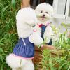 Classic Denim Dog Dress Teddy Bichon Female Dogs Pet Clothing