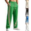Men's Striped Athletic Sweatpants Loose Fit Straight Leg Drawstring Waistband Casual Sports Trousers for Everyday Wear