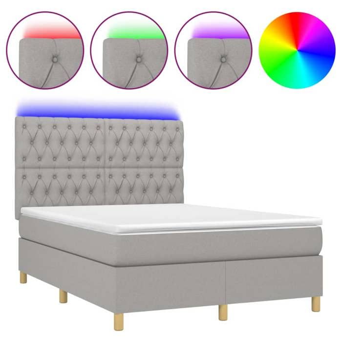 VidaXL Sommier à Lattes de Lit avec Matelas et LED, Lit Rembourré, Lit Double, Lit Adulte de Chambre à Coucher Intérieur, 3135677