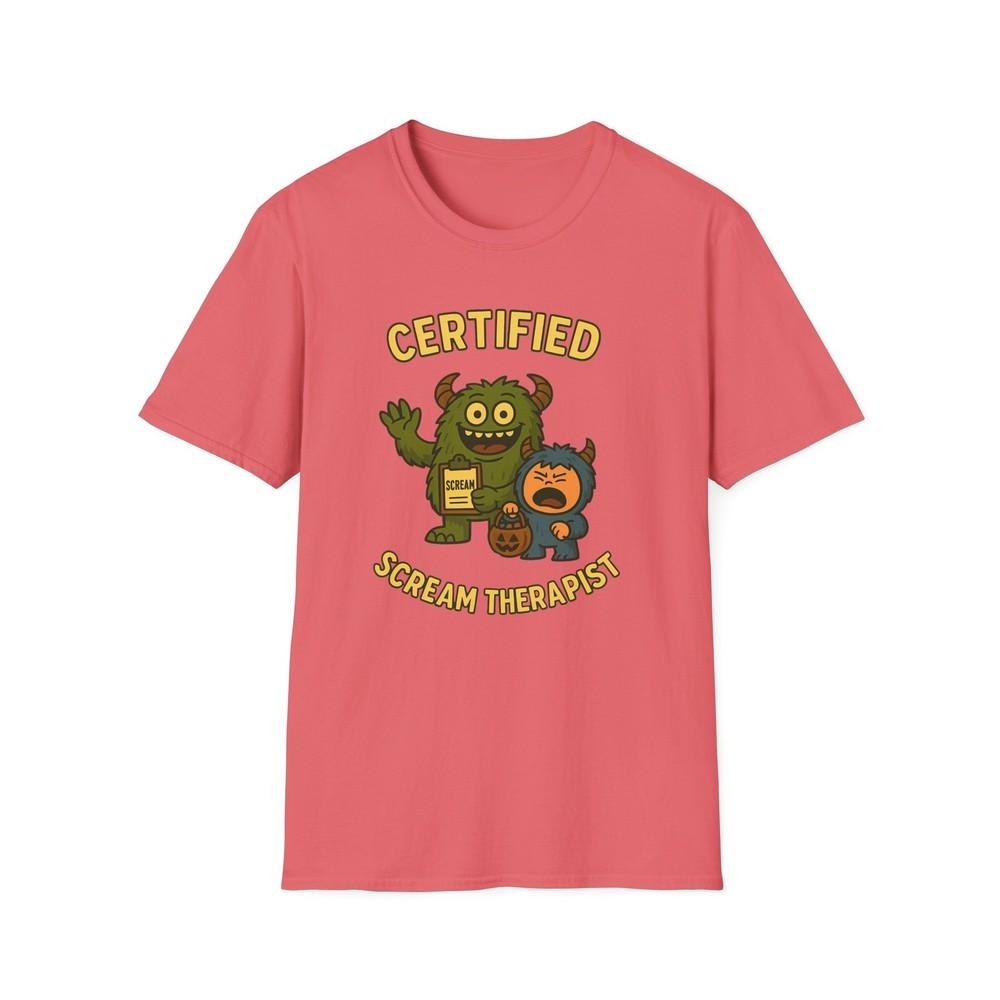 

Unisex Softstyle T-Shirt – Scream Therapy Monster Tee, Halloween Humor Shirt M