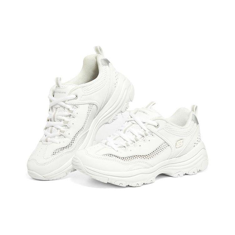 Skechers I-Conik Fabric Leather Oreo Low-Top Dad Shoes Women Sneakers White 8730065-WHT