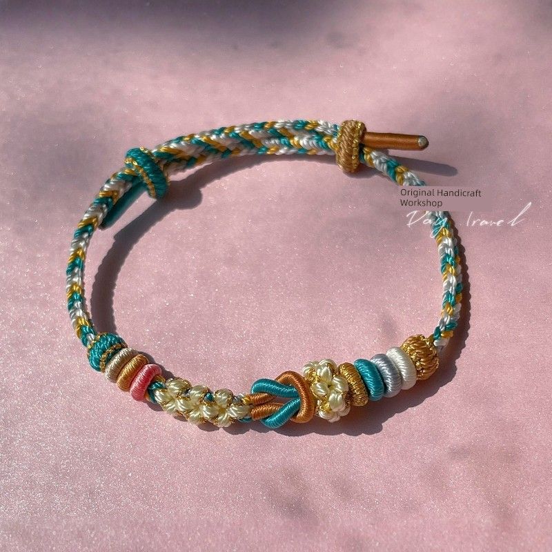 

Плетеный вручную ремешок для переноски Mo Separated, который могут носить мужчины, с золотыми бусинами на удачу, плетеный шнур, полуфабрикат для самостоятельного изготовления, парный браслет для женщин Lime