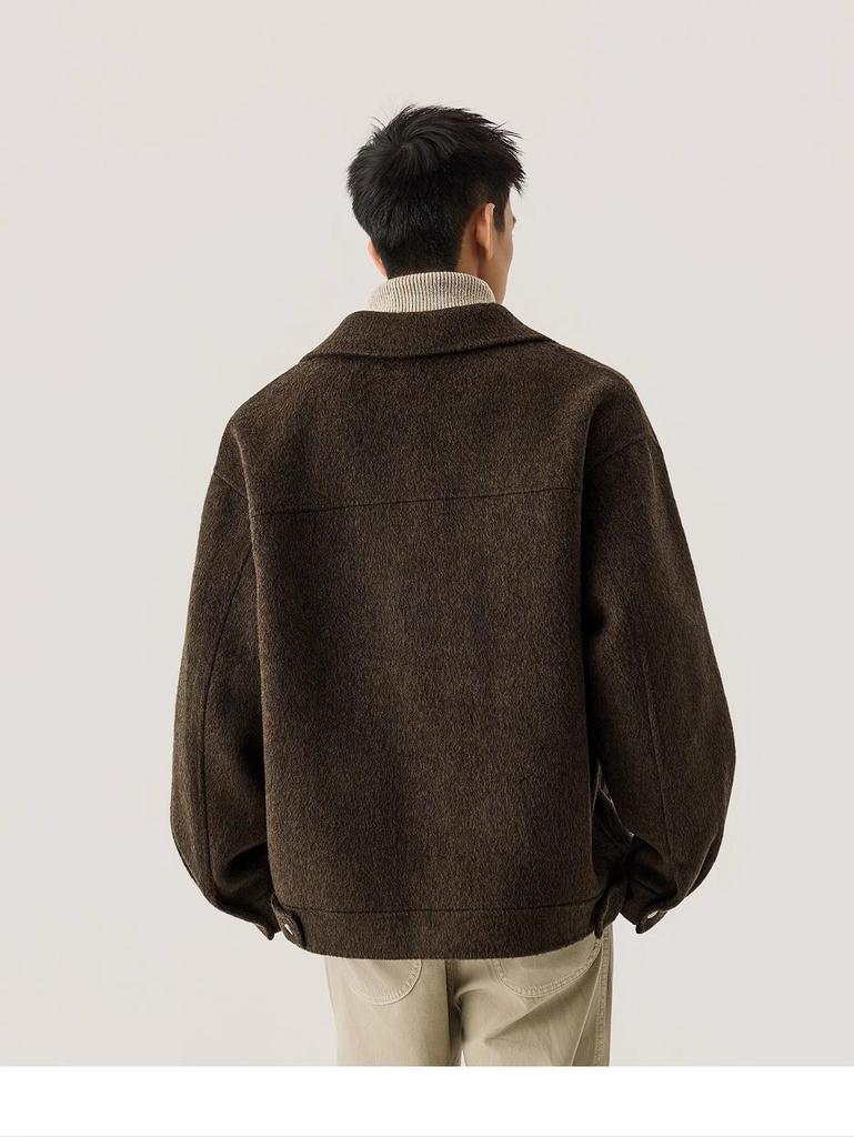 Italian Vintage Style Men's Double-Faced Wool Lapel Coat