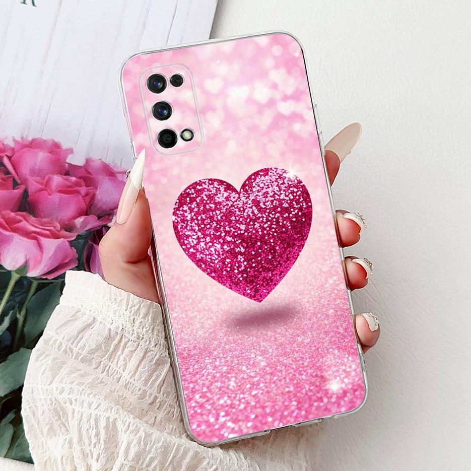 For Realme 7 Pro Case RMX2170 Cute Love Heart Painted Cover Soft Slim Phone Case For Realme 7 5G RMX2111 Realme7 Pro Fundas Bags