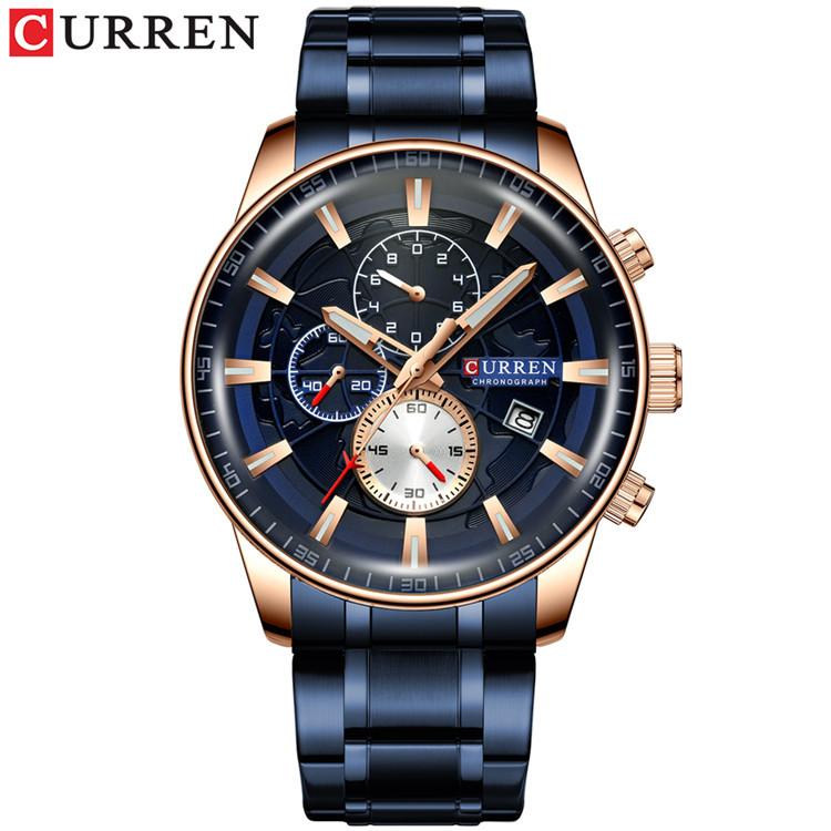 CURREN Men's Calendar Watch with Steel Business Waterproof Quartz Watch