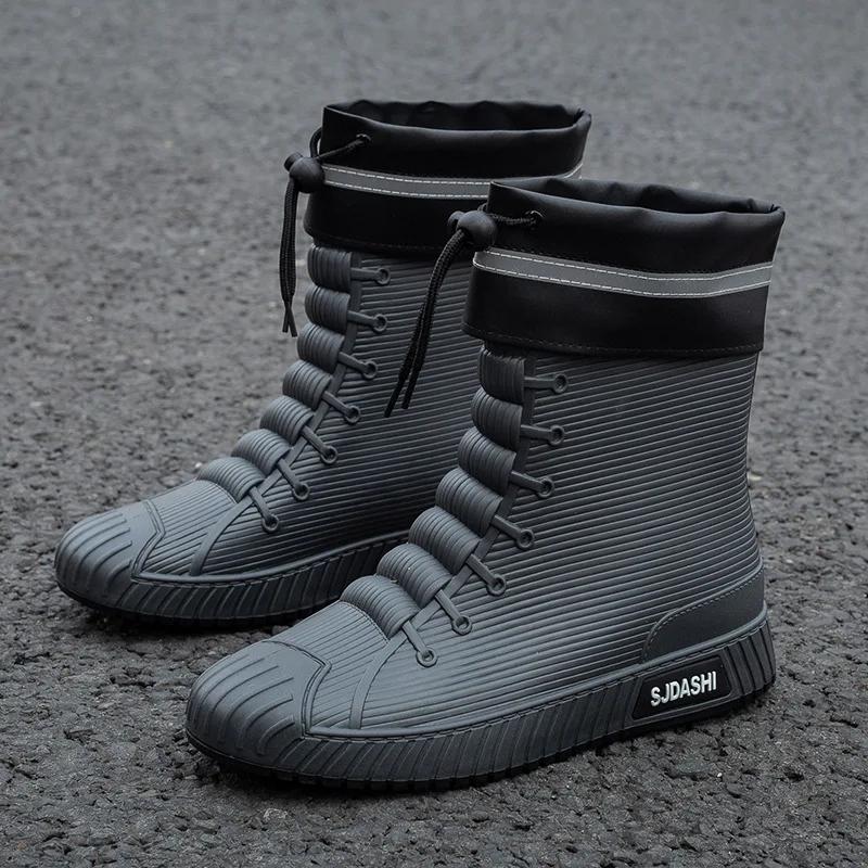 Fashion Versatile Casual Short-barreled Waterproof Shoes Men Women Lined with Fleece Warmth Anti-slip Wear-resistant Outdoors Rain Boots