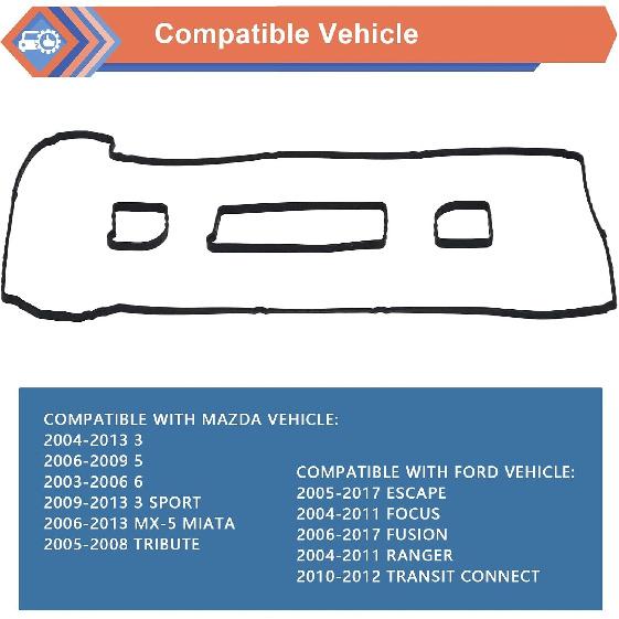 Engine Valve Cover Gasket Compatible with Vehicle Escape Focus Fusion Ranger 200
