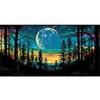 Forest Starry Sky Car Windshield Sun Shade Moon Fantasy Colorful Heatshield Front Window Car Sun Shade Blocks UV Rays Sun Visor Protector for Sedan