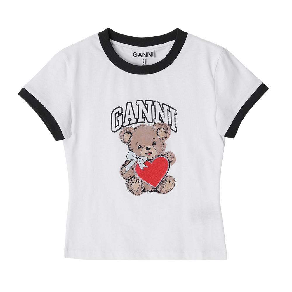 

Ganni T4061 151 Bear Logo Print ContraSt Women S Short Sleeve Tee T4061 151 (XS)