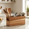 Wooden Cutlery Holder 3 Compartment Storage Rack Kitchen Tools Utensil Organizer  Home