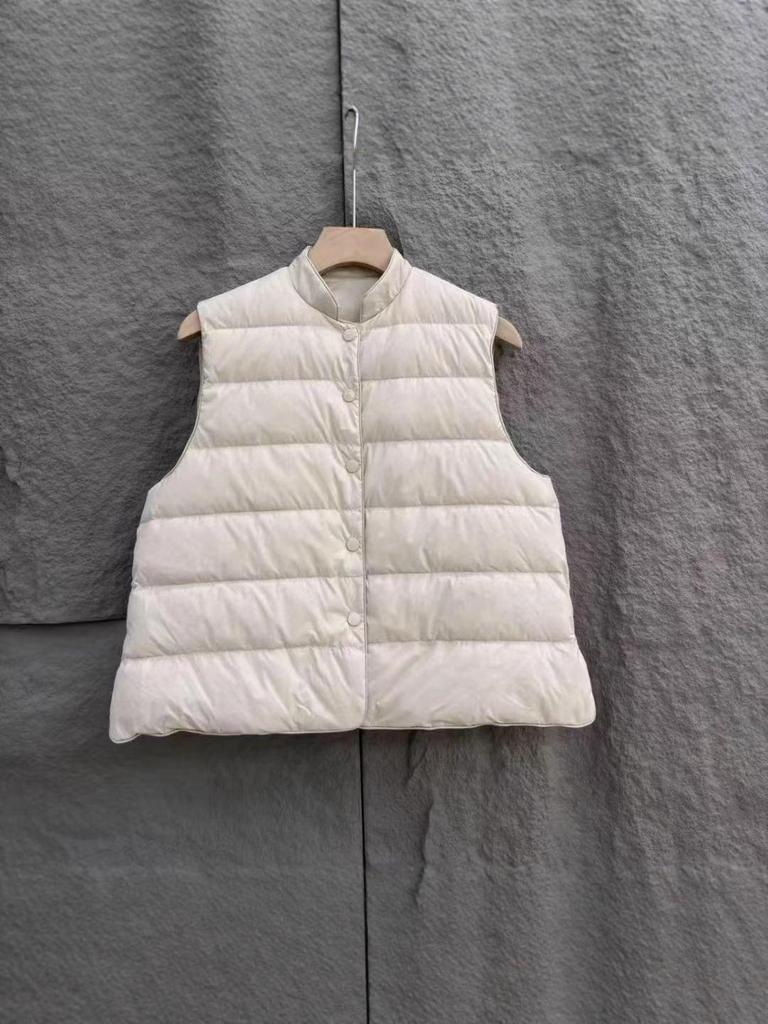 2025 Women's Lightweight Stand-Up Collar Down Vest – Trendy Autumn/Winter Sleeveless Gilet In White Duck Down