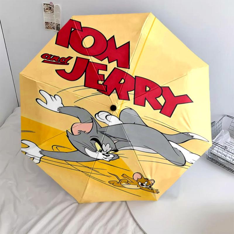 1 Stück Automatischer Faltregenschirm - Cartoon-Muster, Tragbares & Faltbares Design mit 46 Speichen, Weihnachts-Geburtstagsgeschenke