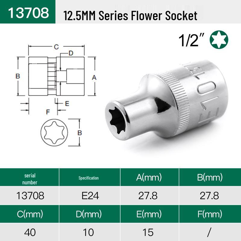 SATA Torx E-typ 12,5 mm sexlobigt hylsverktyg