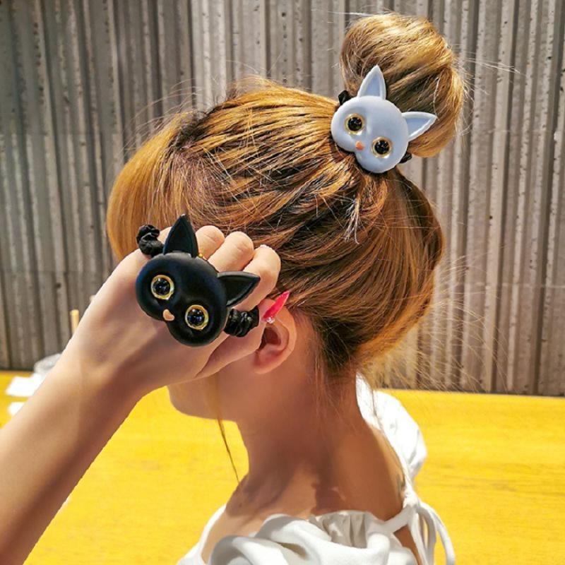 Women Cute Cat Hair Ties Rubber Bands Elastic Hair Bands Korean Headwear Children for Girls Lovely Hair Accessories Ornaments