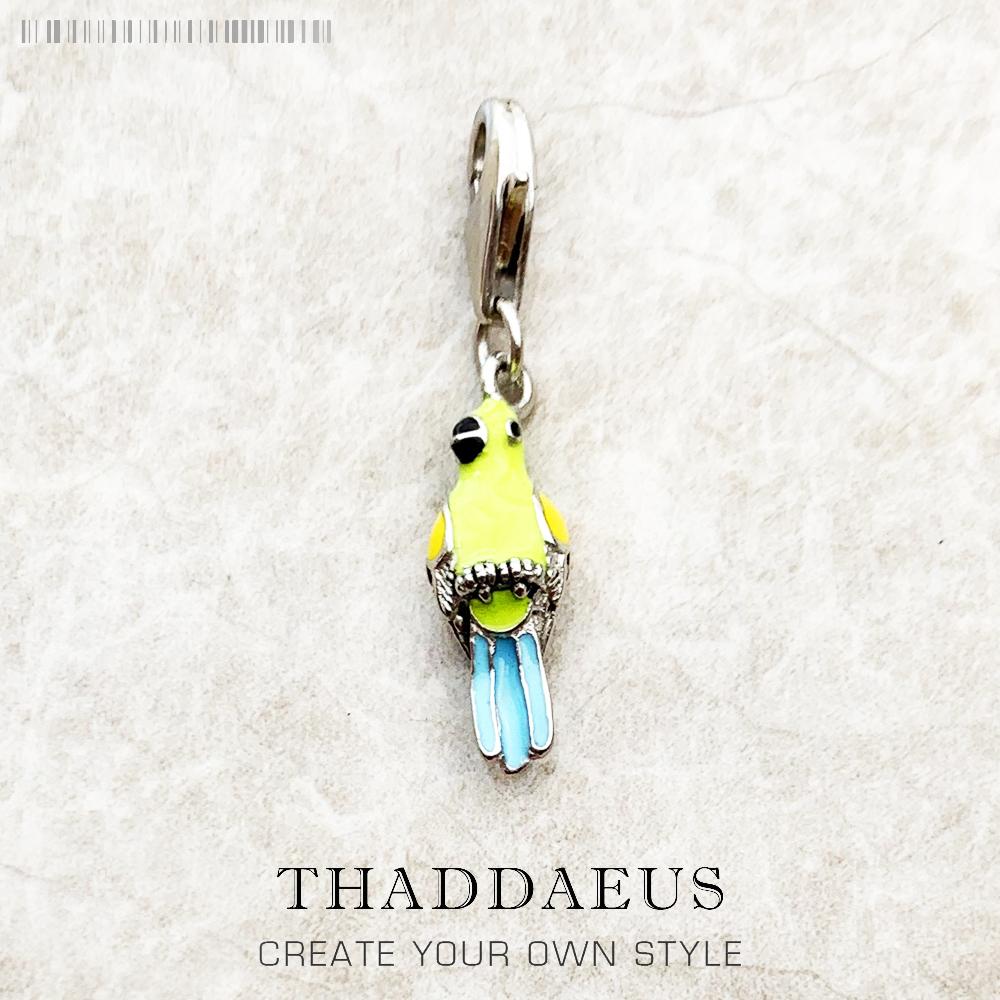 

New Bird Pendant Green Enamel Parrot Charm 925 Silver Fashion Jewelry For Woman Sweater Gift