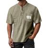 Men's Summer Independence Day Pattern Round Neck Short Sleeve T-Shirt Neck Men's All- Casual Button Shirt
