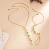 SHIXIN Stainless Steel Colorful Rhinestone Necklace Connected Finger Ring Bracelets Set Wome Exquisite Daily Jewelry Accessories