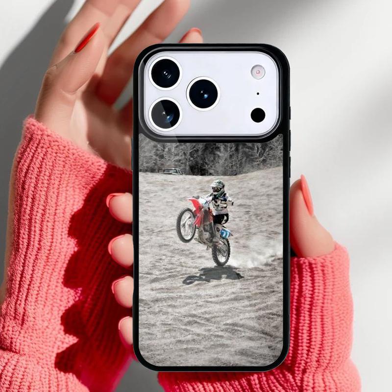 Moto Bike Motocross Phone Case for iPhone 17 Air 16e 15 14 13 Pro Max Back Cover for 12 11 Pro Coque