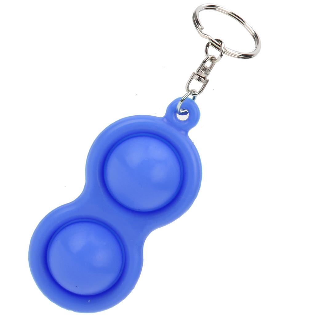 Stress Relief Keychain Push Bubble Key Ring Hand Sensory Puzzle Toy Silicone for Students Adults ChildrenBlue