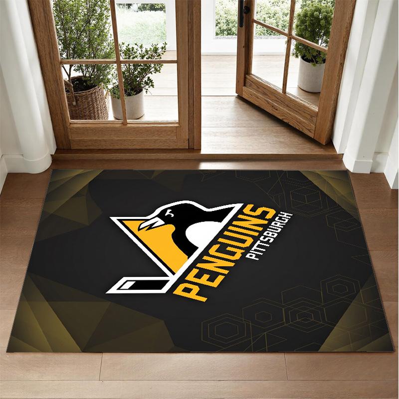 Pittsburgh Penguins Design Crystal Velvet Rug Soft Decorative Mat for Bedroom Entrance