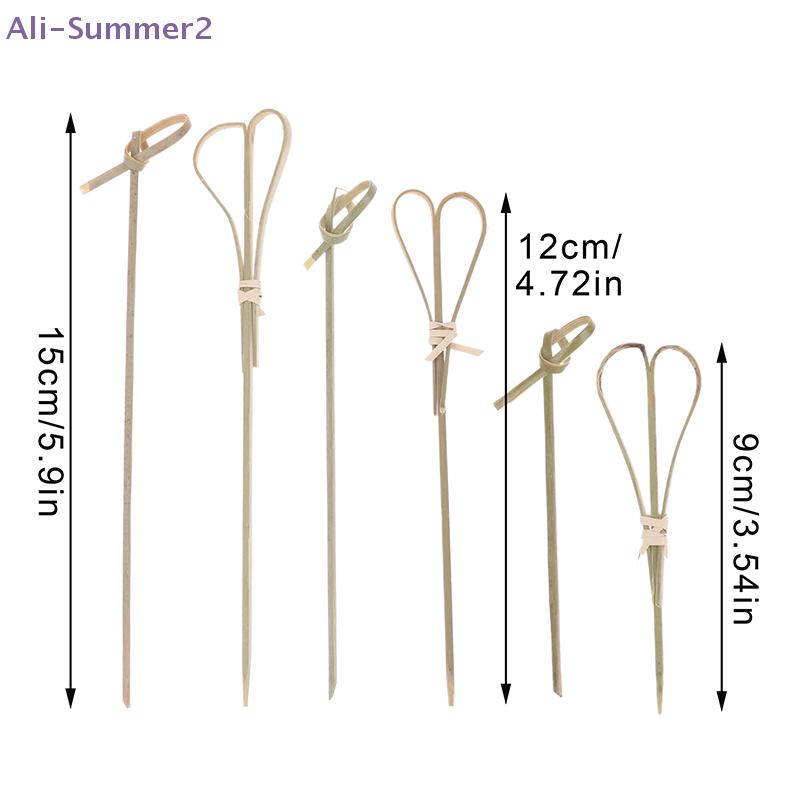 {MXX} 100Pcs Bamboo Skewers Barbeque Bar Tool Kitchen Cocktail Picks Disposable Bamboo Knot Skewers Fruit Forks Stick  Party