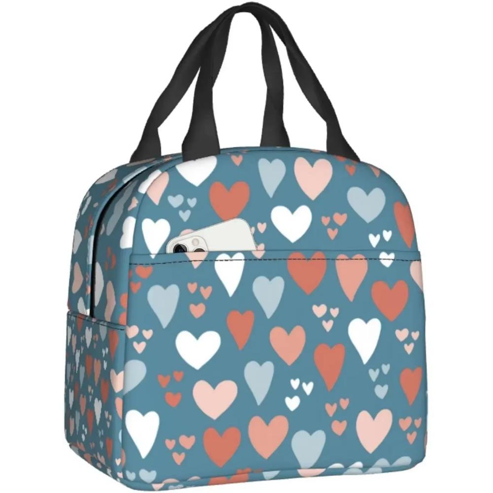 Insulated Lunch Bag For Kids Skulls And Hearts Reusable Cooler Tote Bag Mini Cooler For Kids Adult Office Work Picnic Beach