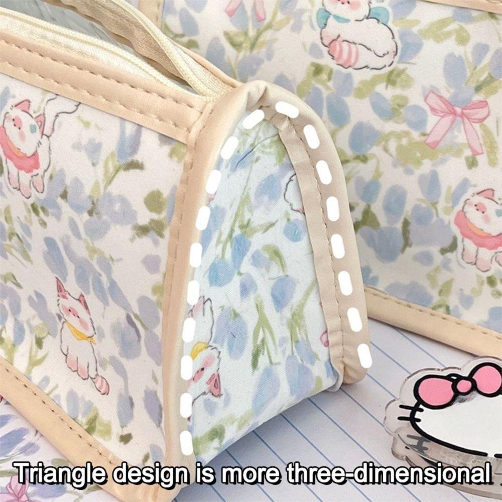 Cute Tulip Cat Bow Pen Bags Transparent Student Stationery Organizer Cartoon Pencil Case  Gifts