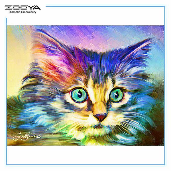 

ЗООЯ DIY 5D Полный Круглый Алмазная Картина Цветные Животные Кошка Вышивка Крестом Ремесло Стежок Домашний Декор