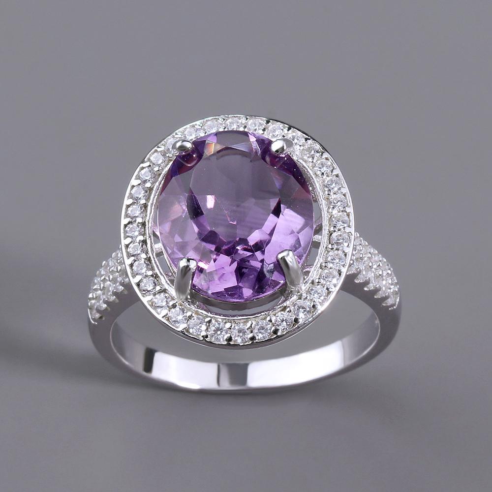 Bolaijewelry Natural South African Amethyst Gemstone Ring 925 Sterling Silver Classic design of fine jewelry for women gift
