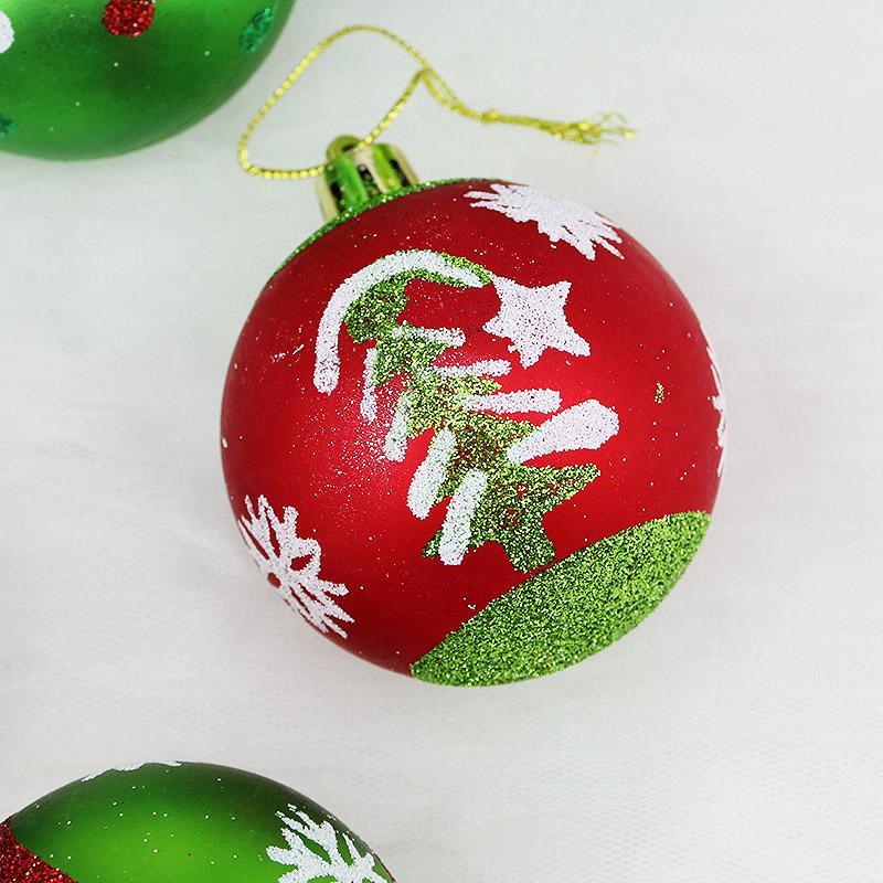 (6pcs/pack)7*6cm Christmas Ball Decorations Printing Pendant Festive Style Painted Christmas Ornament Handmade DIY