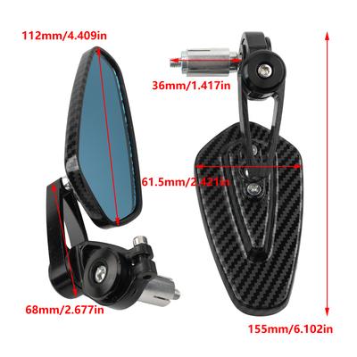 Motorcycle Rearview Mirror Carbon Fiber Pattern Handlebar Mirror Modified Inverted Rear Mirror Universal Motorbike Accessories