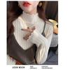 La Chapelle Women's Mock Neck Ruffled Knit Sweater