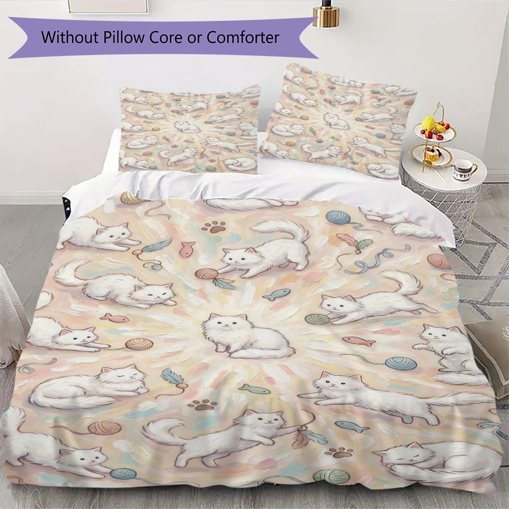 

Cute kitten Pattern Bedding uilt Set uilt Cover Pillowcase Home Decoration Birthday Gift (1 * duvet cover + 47 * pillowcase without core) 135x200cm