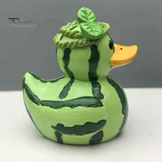 Creatieve Figuur voor Slaapkamer Whimsical Watermeloen & Pitahaya Eend Figuur, Grappig Hars Beeldje, Schattige Dierlijke Verzamelobjecten Bureau Decoratie Huis