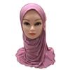 Elastic Children Hijabs Solid Flowers Head Islamic Scarf Shawls  2 To 7 Years Girls