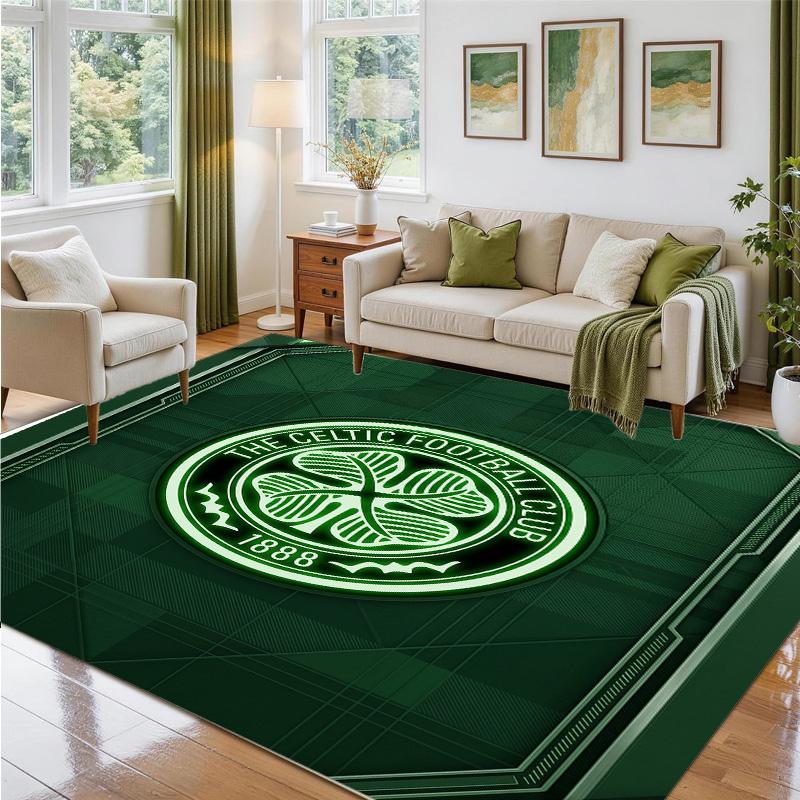 Celtic FC Design Crystal Velvet Rug Soft Decorative Mat for Bedroom Entrance