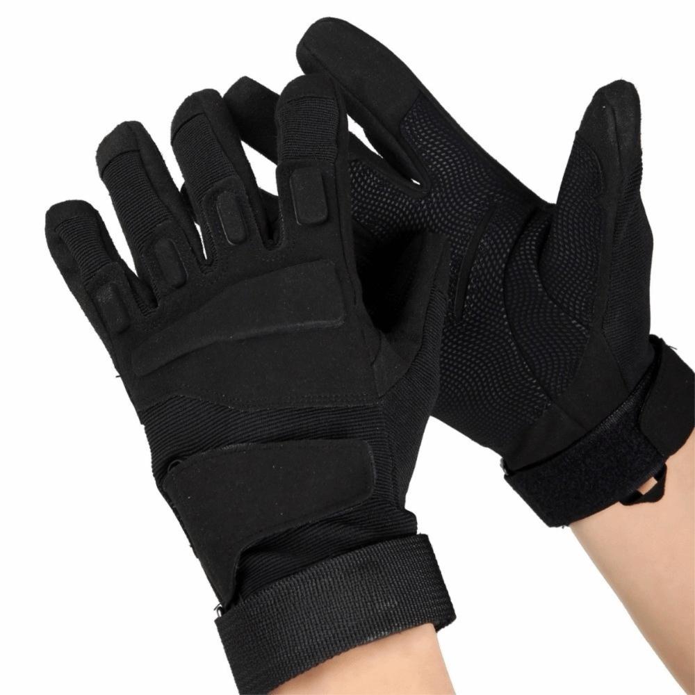 Wear-Resistant Motorcycle Gloves Black Anti-Slip Mountaineering Gloves Polyester Anti Cutting Full Finger Gloves Sports