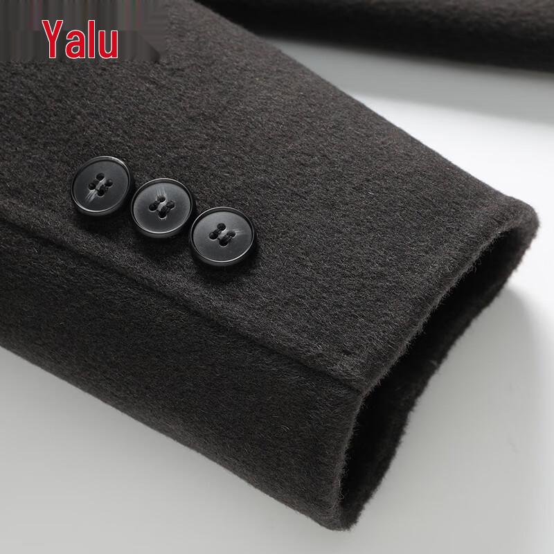 Yalu Men's Mid-Length Double-Faced Wool Blend Overcoat
