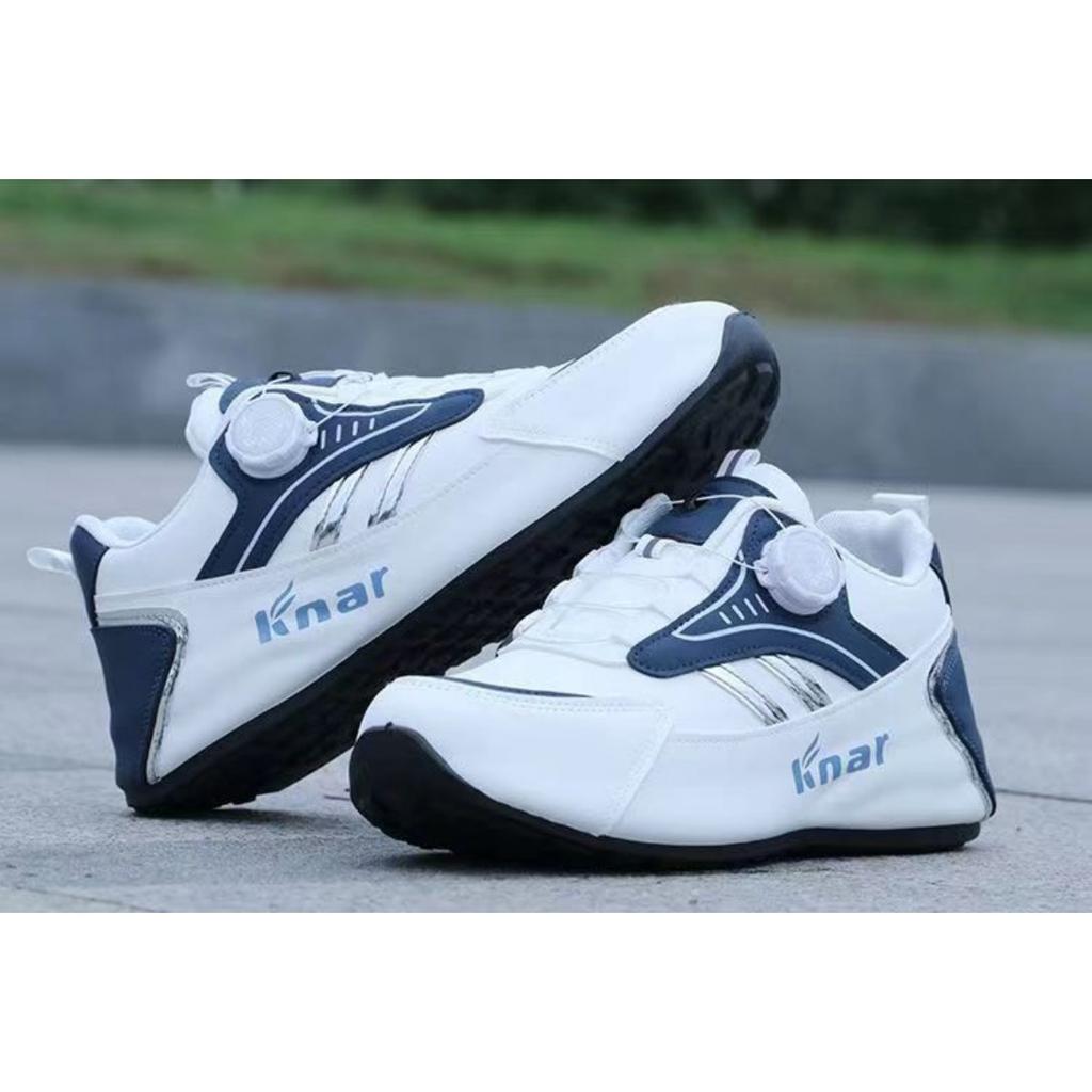 Men's Breathable Laceless Sneakers - Fashionable Black and Blue Sneakers with Rotating Buckles, Lightweight Soft Bottom