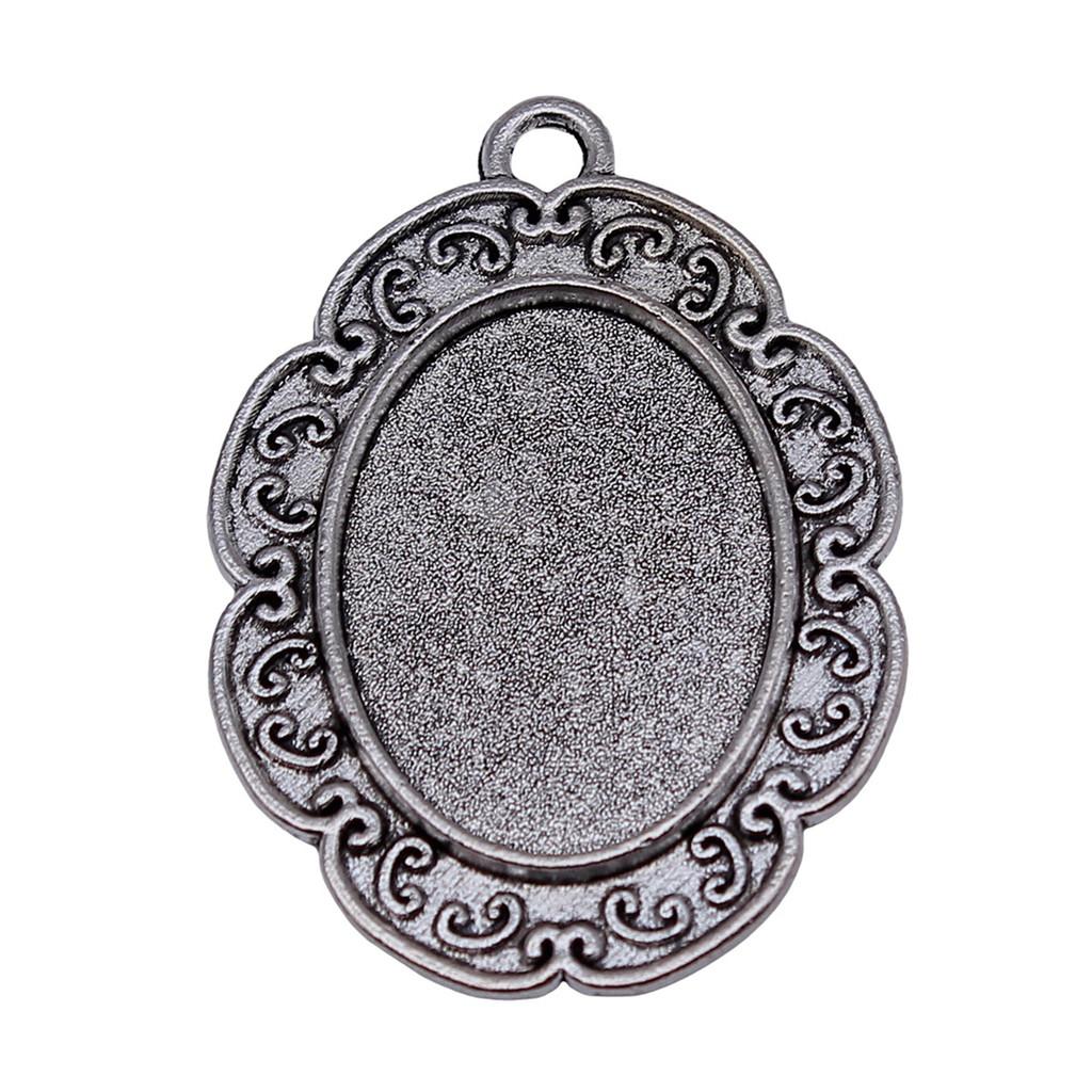 Oval Bezel Pendant Setting With Bail Fit 18x25mm Cabochon Blank Bases Tray