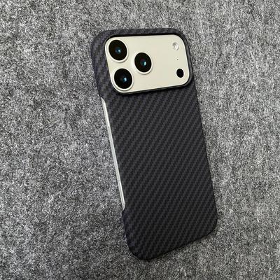 Shockproof Frameless Carbon Fiber Hard Phone Case for IPhone Air 17 16 15 14 Plus 13 12 11 Pro Max Leather Protective Cover