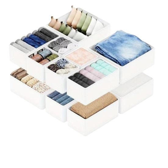 

Foldable Storage Box Non-Woven Fabric Lightweight Drawer Organizer Space-Saving Modular Design Container for Clothes And Accessories S белый