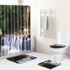Landscape Shower Curtain Floor Mat Combination Four-Piece Set Bathroom Toilet Carpet Shower Room Mat Foot Mat