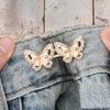 2 Pairs Butterfly Waist Tightener Pins, Detachable No-sew Pants Waist Tighteners, Rhinestone Metal Butterfly Pins for Jeans Trousers Skirts Loose