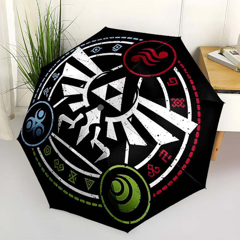 1 Stück Der Legend von Zelda Automatischer Faltregenschirm - Kompaktes 8-Rippen-Design, Langlebiger Kunststoff & Eisen, Leicht für den Täglichen Gebrauch im Freien, a0929226 white