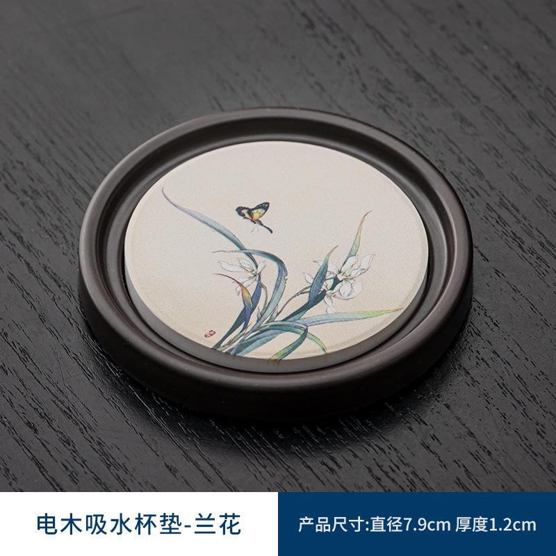 Phenolic Absorbent Coasters with Storage Holder Creative Tea Cup Mats Heat Resistant Coffee Tea Accessories for Home Office
